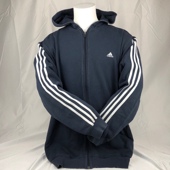 adidas Other - Adidas Navy Blue White Athletic Hooded Sweatshirt
